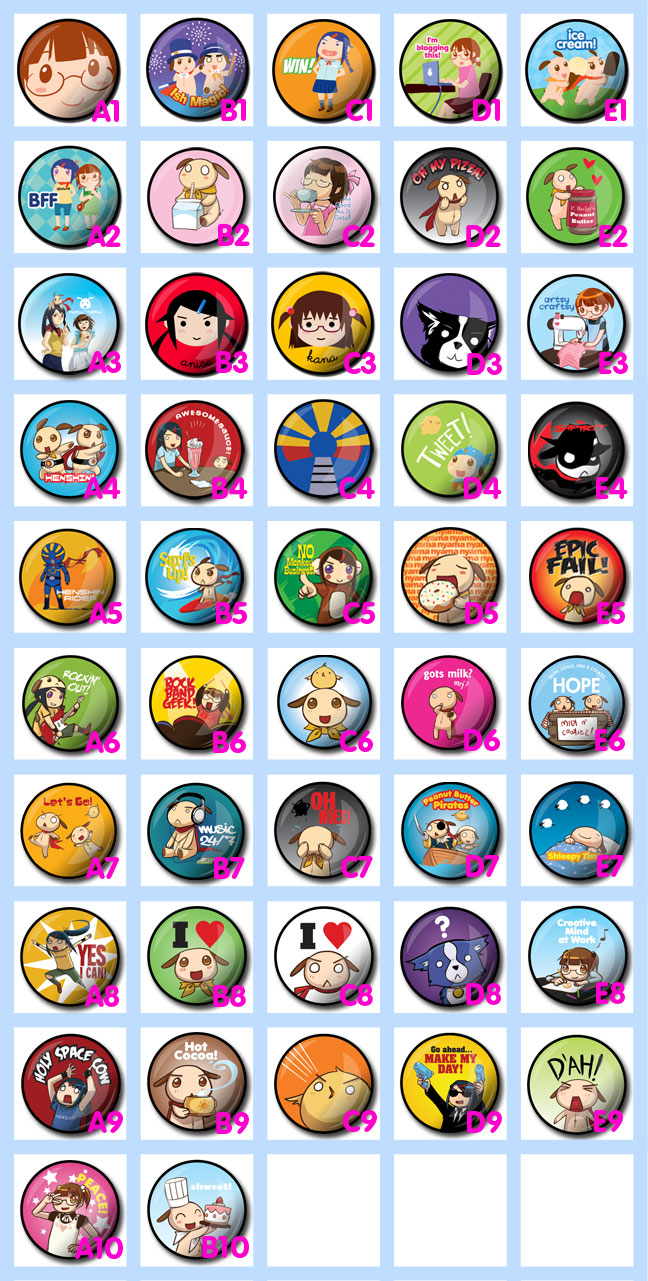 Nemu Webcomics Button Pin Grid