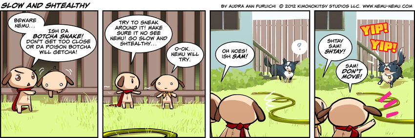 Episode 874 - Slow and Stealthy [The pups try not to disturb the snake...]